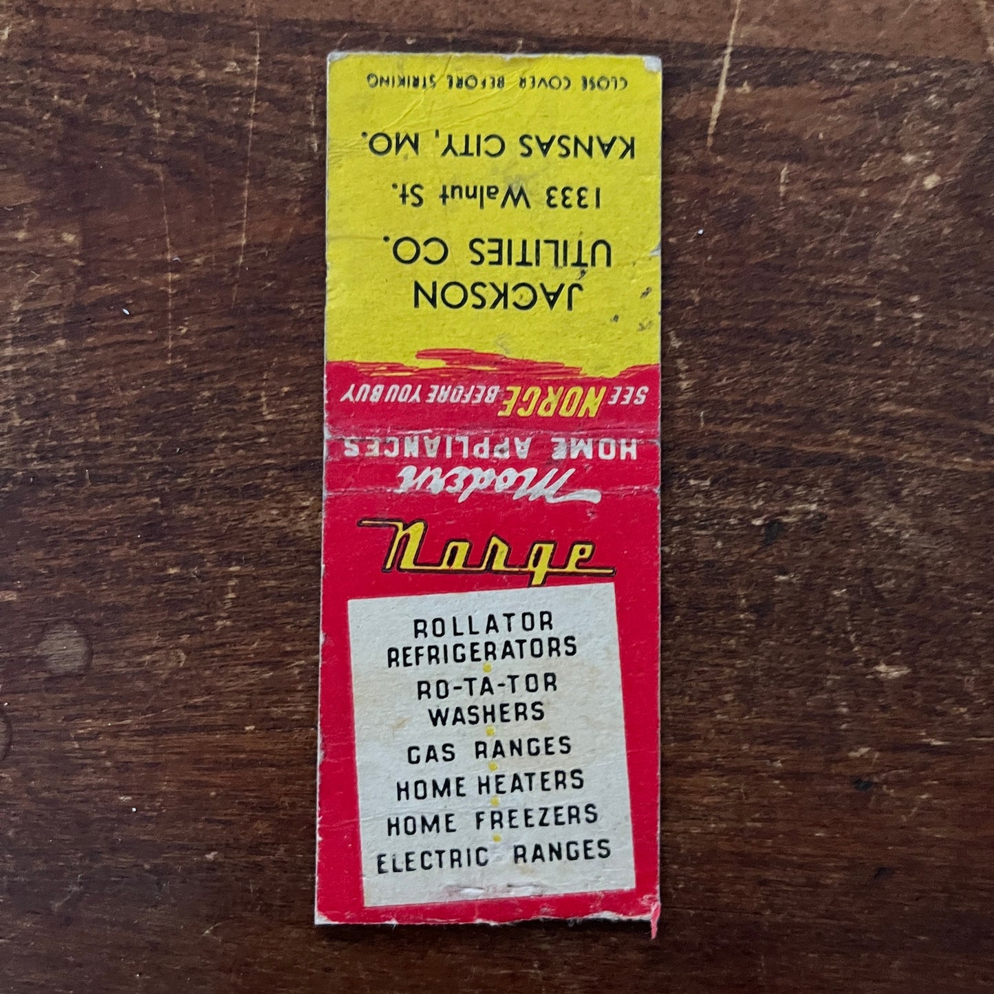 Jackson Utilities Co Kansas City MO Advertising Matchbook Cover MM11-6