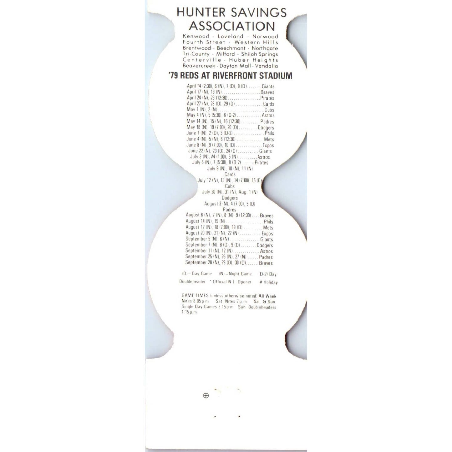 1979 Cincinnati Reds Baseball MLB Schedule Matchbook Cover SA1-M4