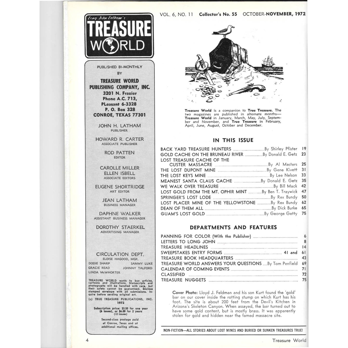 Long John Latham's Treasure World Magazine Mining Metal Detecting Nov 1972 M5