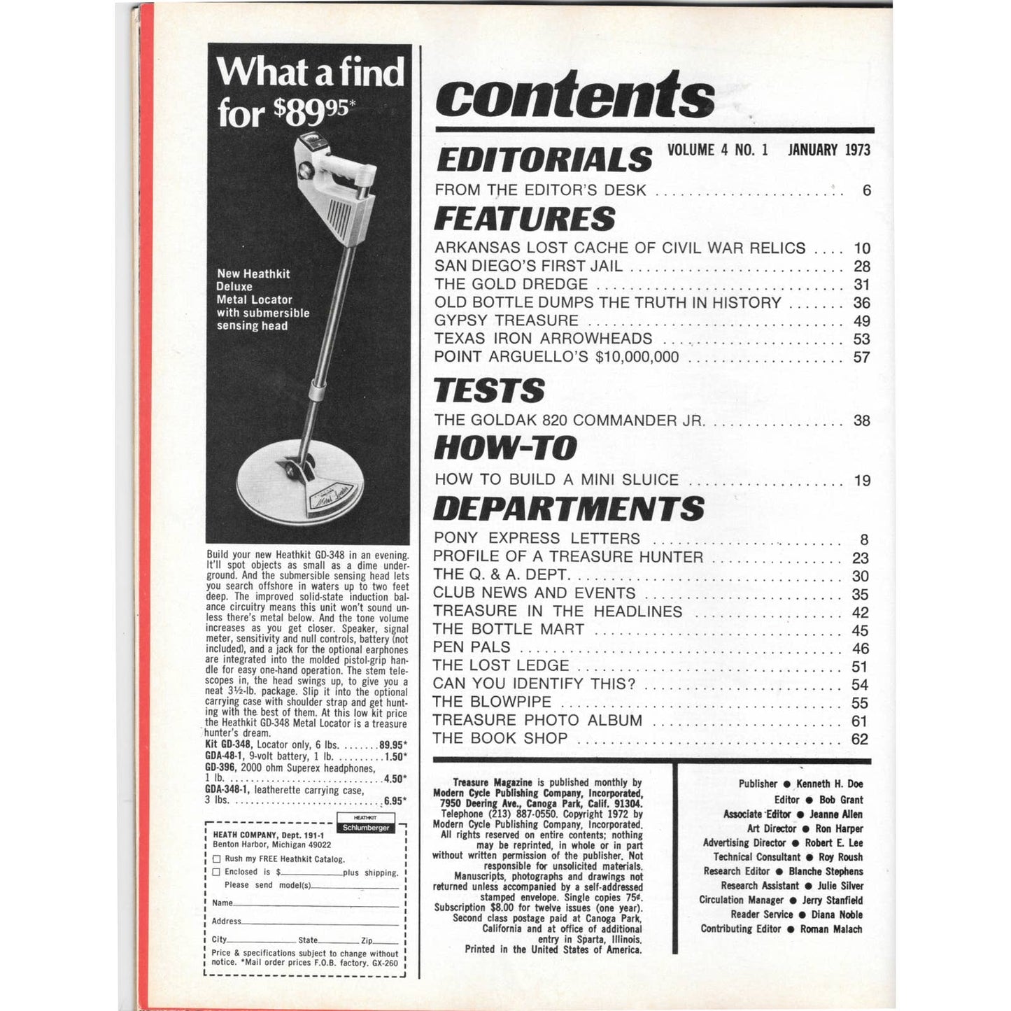 Treasure Magazine - Treasure Hunting Gold Mining Metal Detecting Jan 1973 M4