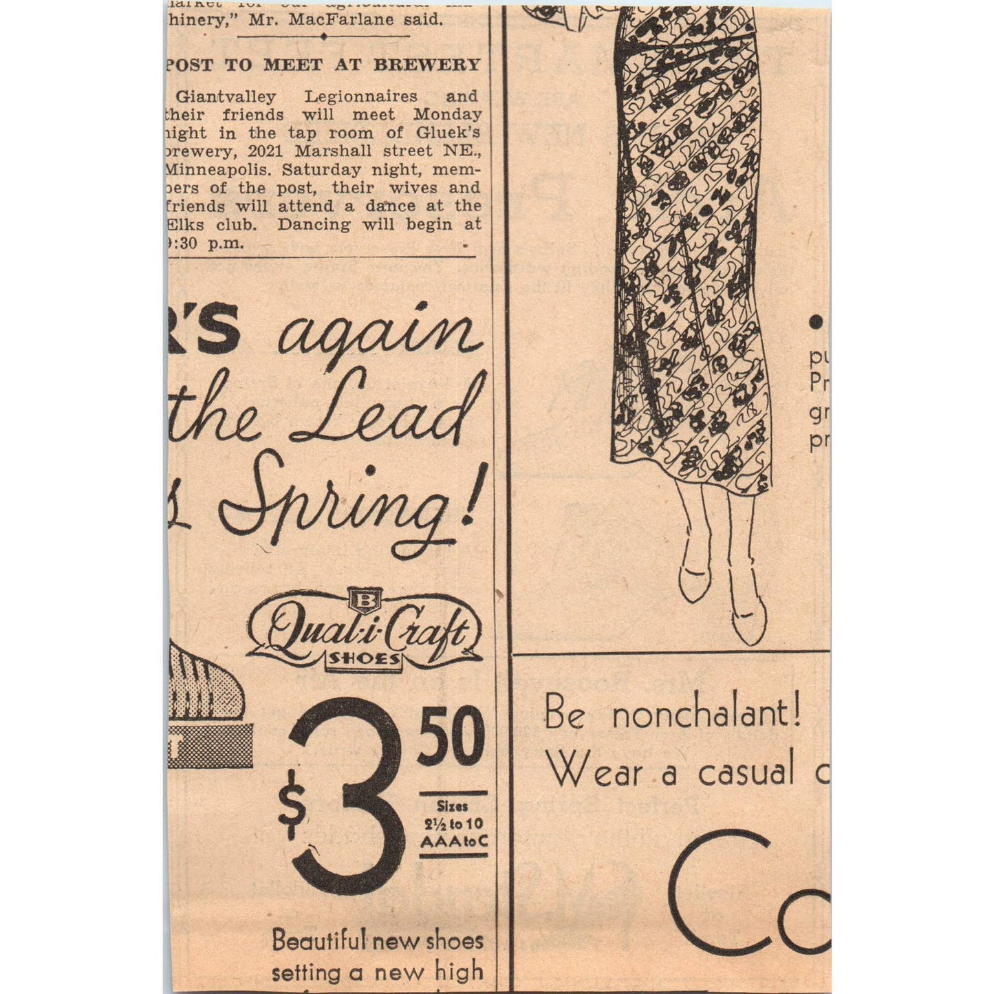 1935 Minneapolis Journal Newspaper Ad C.M. Stendal Shoes Nicollet FL5-3