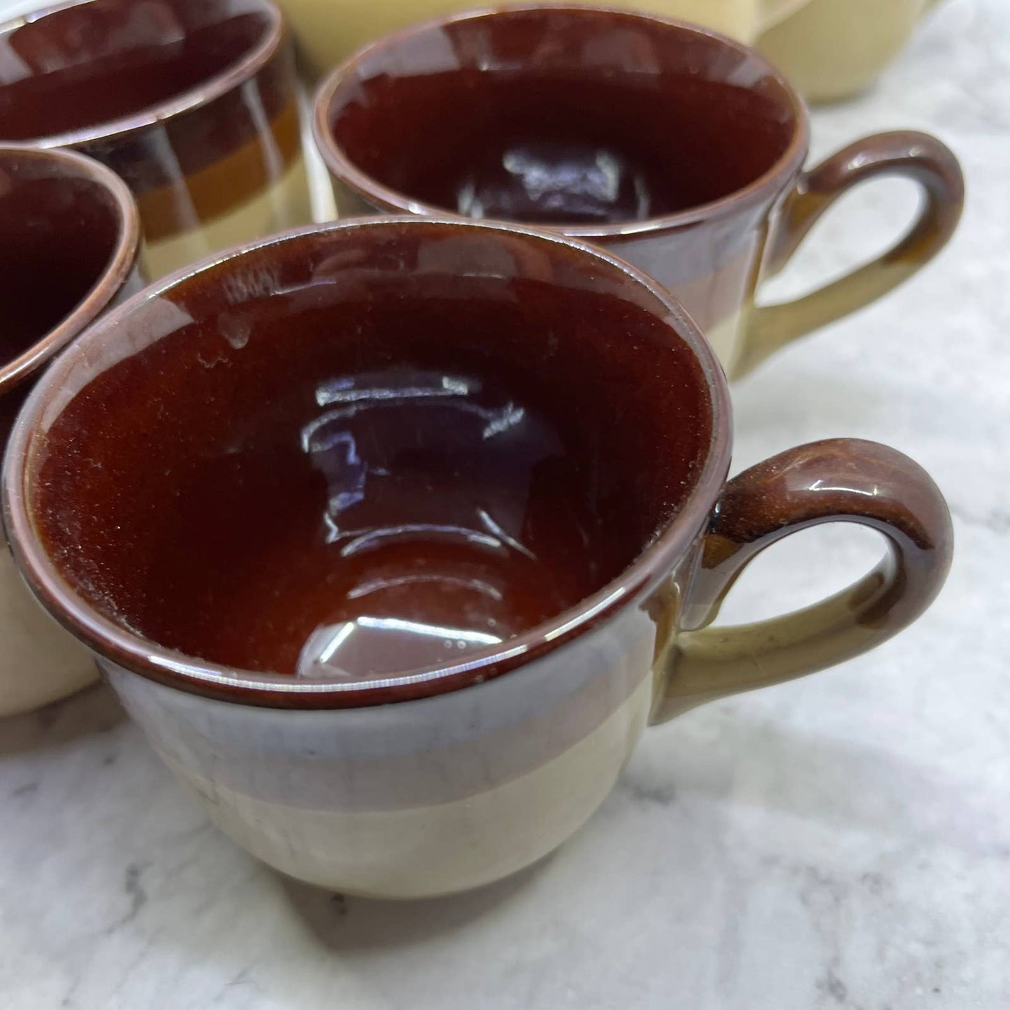 Vintage Retro Coffee Tea Set Brown Stoneware Complete 11pc Set Service For Six