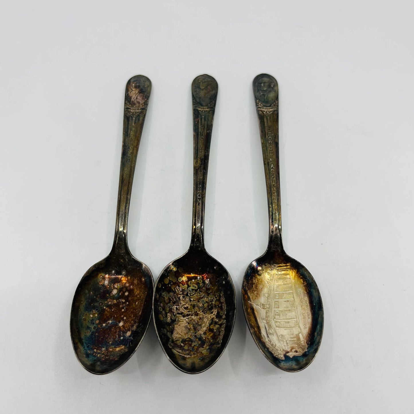 WM Rogers President Souvenir Spoons Silver Plate Washington Adams Jefferson TD2