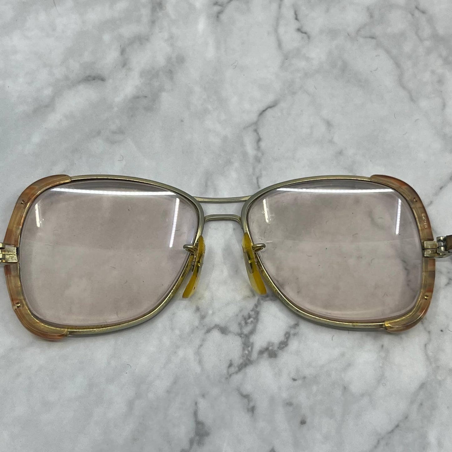Vtg Capri-Vogue Silver Tortoise Metal Butterfly Aviator Eyeglasses FRAMES TA2