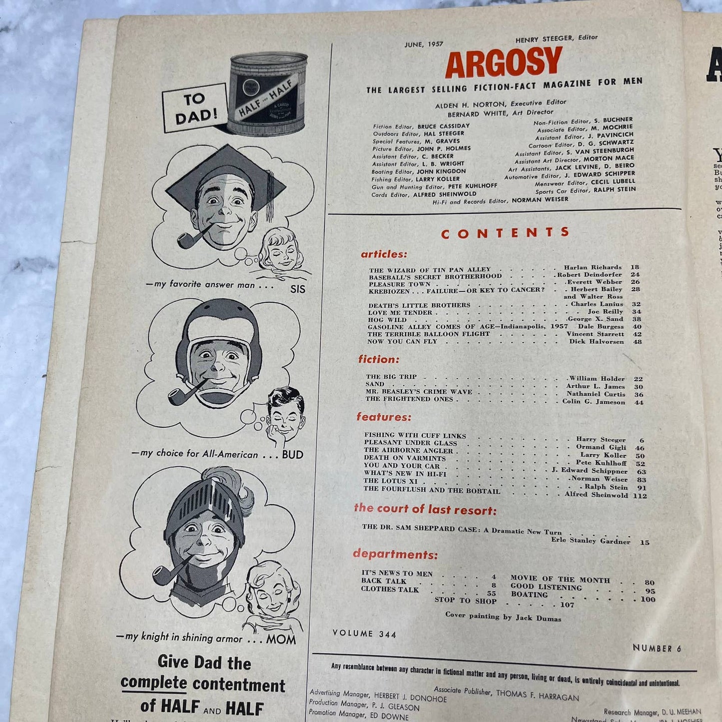 ARGOSY Adventure Magazine June 1957 Lotus XI Gardner Krebiozen Robert Moore TJ3