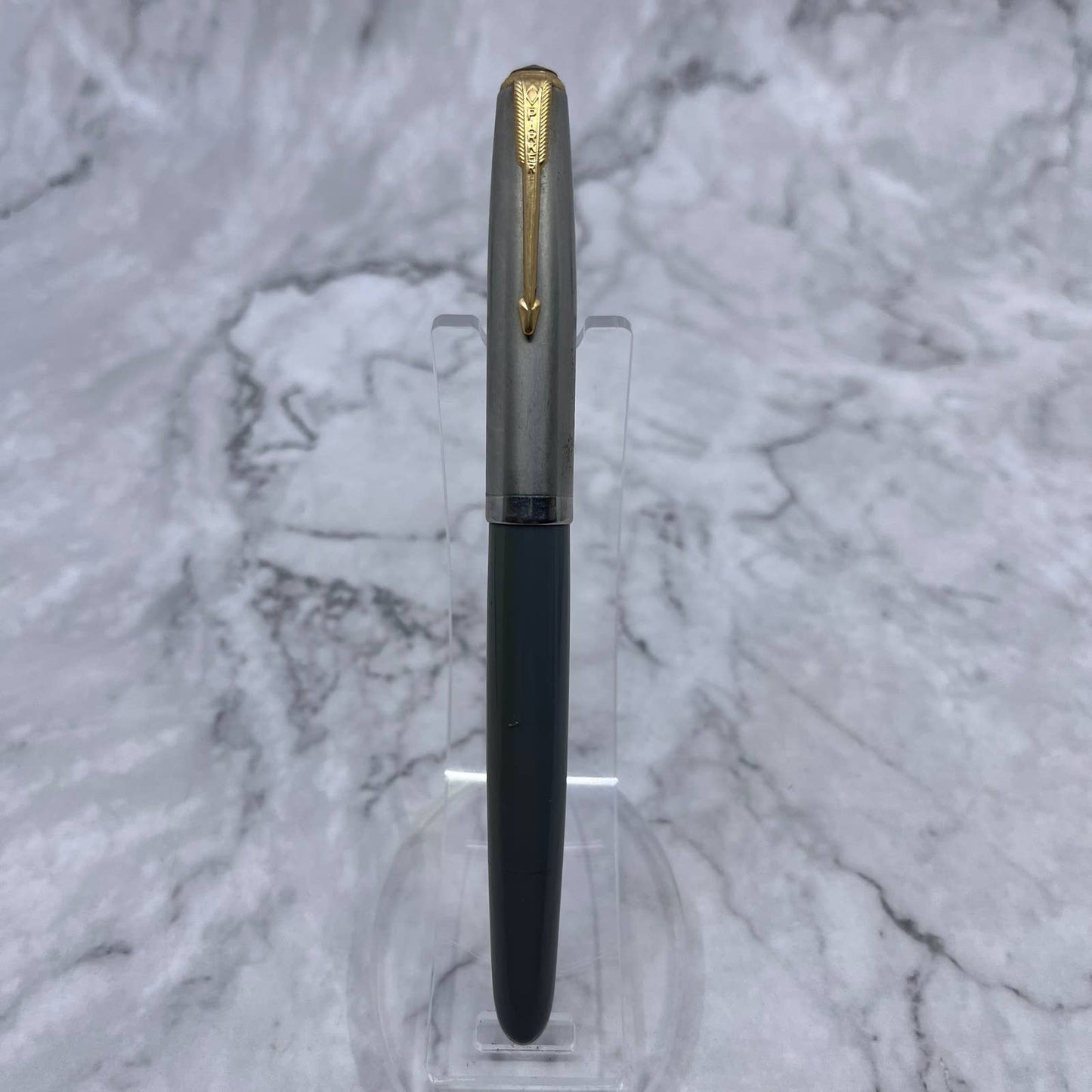 Vintage Parker 51 Vacumatic Fountain Pen Chrome Cap Gray Body SE7