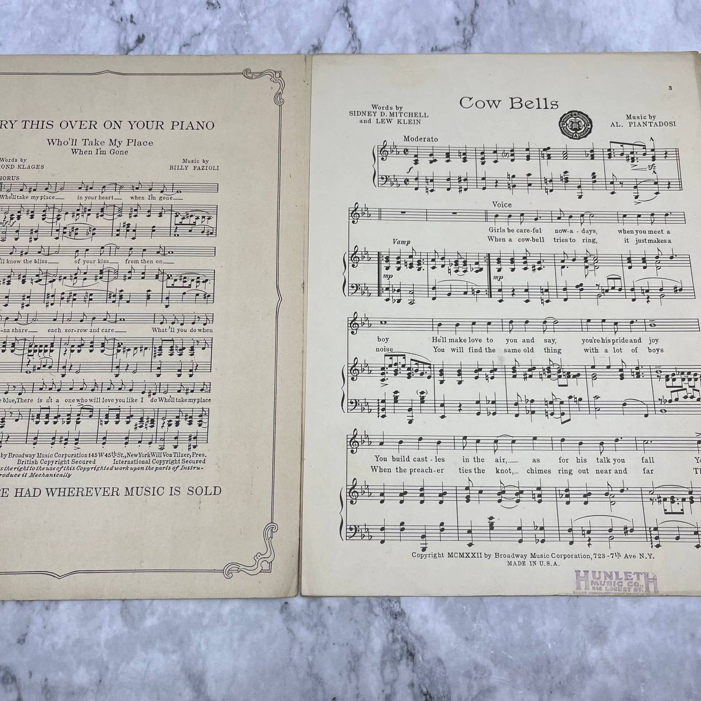 Cowbells 1922 Flapper Girl Sheet Music Sidney DMitchell Lou Klein Al Pianta TH5
