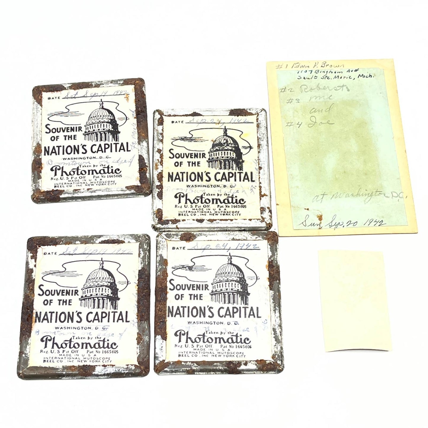 1942 WWII Photomatic Photo Booth Arcade Tin Frame Army Servicemen Photo Lot SD6