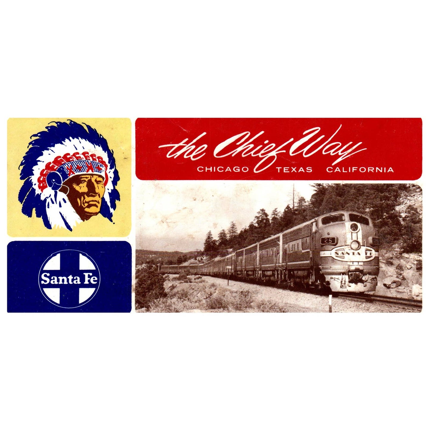 1960s Santa Fe Railway Chief Way Chicago Texas California Ticket Envelope SE4