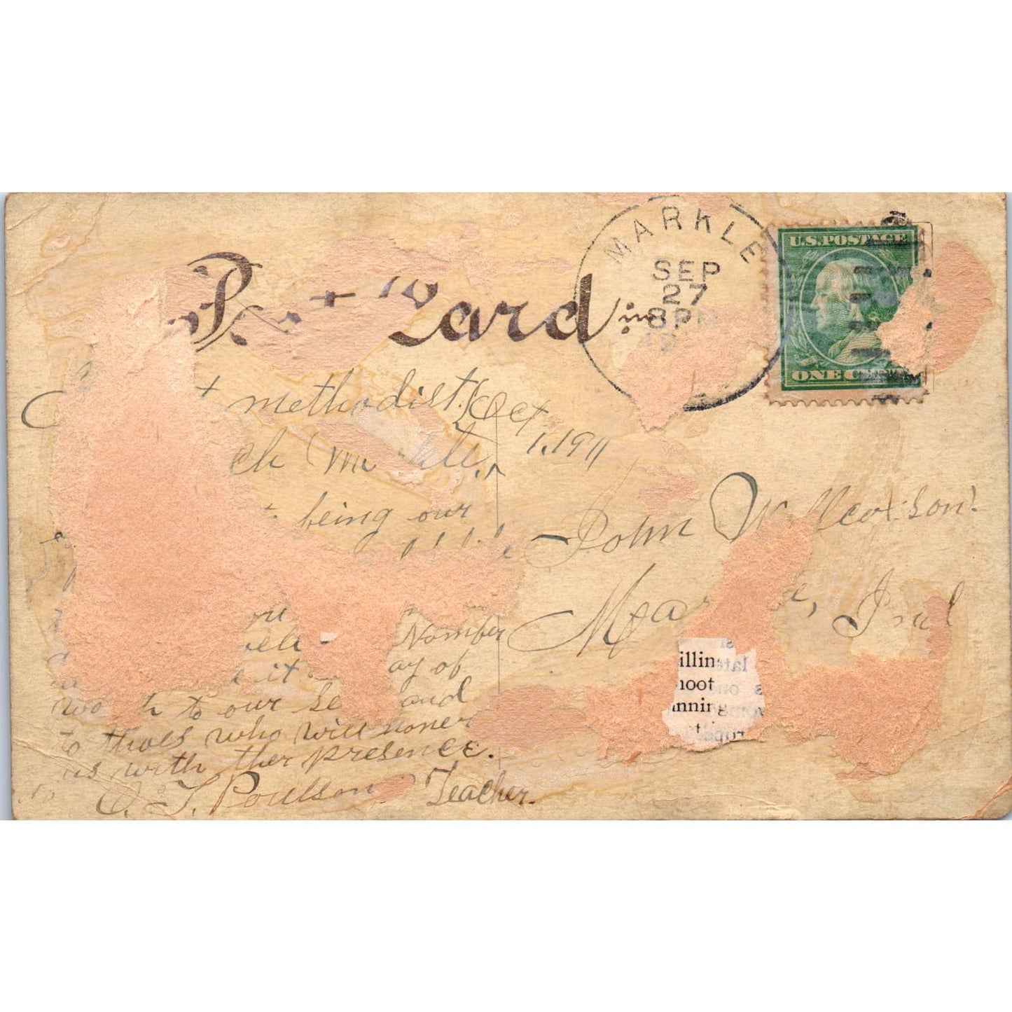 c1910 RPPC Postcard West Morse St. Markle Indiana Pub for W.H. Lee SF2