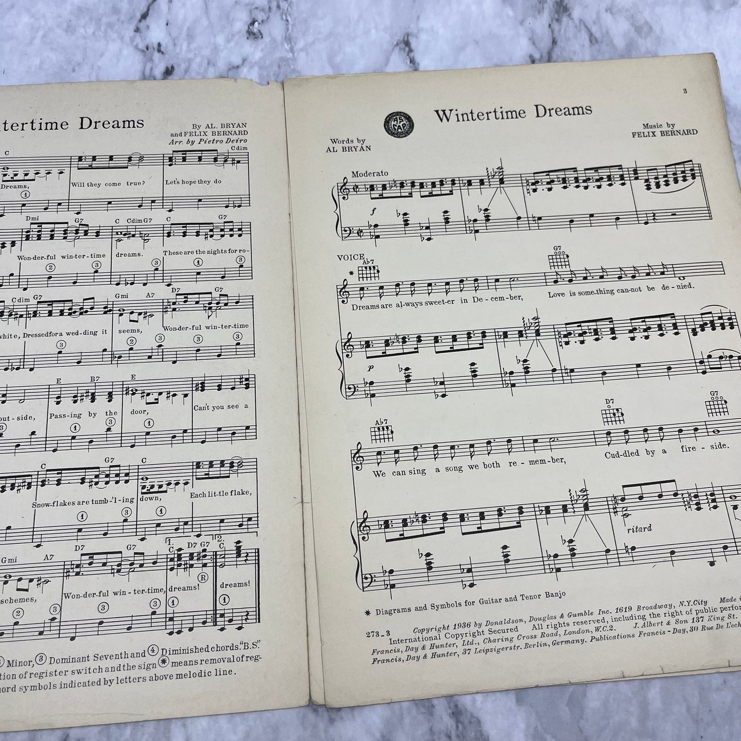 Vintage Sheet Music - Wintertime Dreams - Felix Bernard George Olsen V39-3