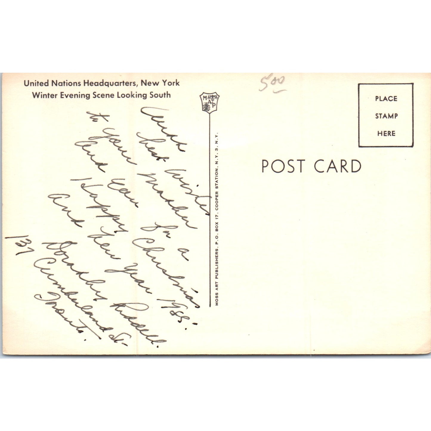 United Nations Headquarters Winter Scene Original Postcard P2-8