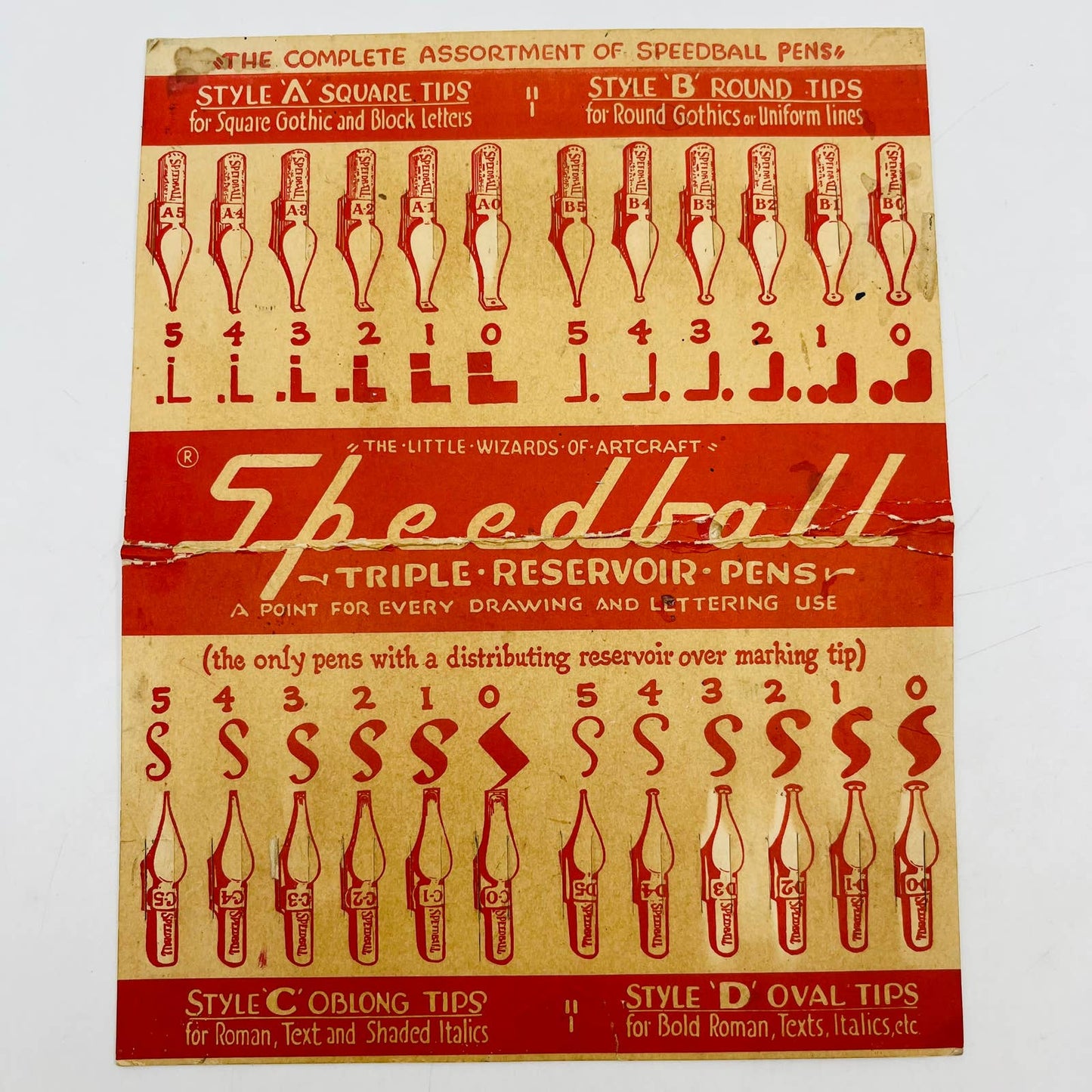 Vtg Speedball Triple Reservoir Fountain Pen Display Backer Advertising C12