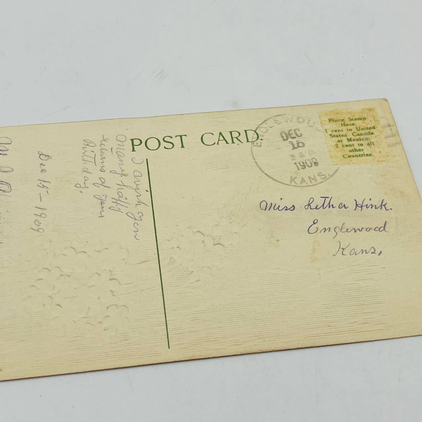 1910s Birthday Post Card Art Deco Dresden Forget Me Nots Country River PA5