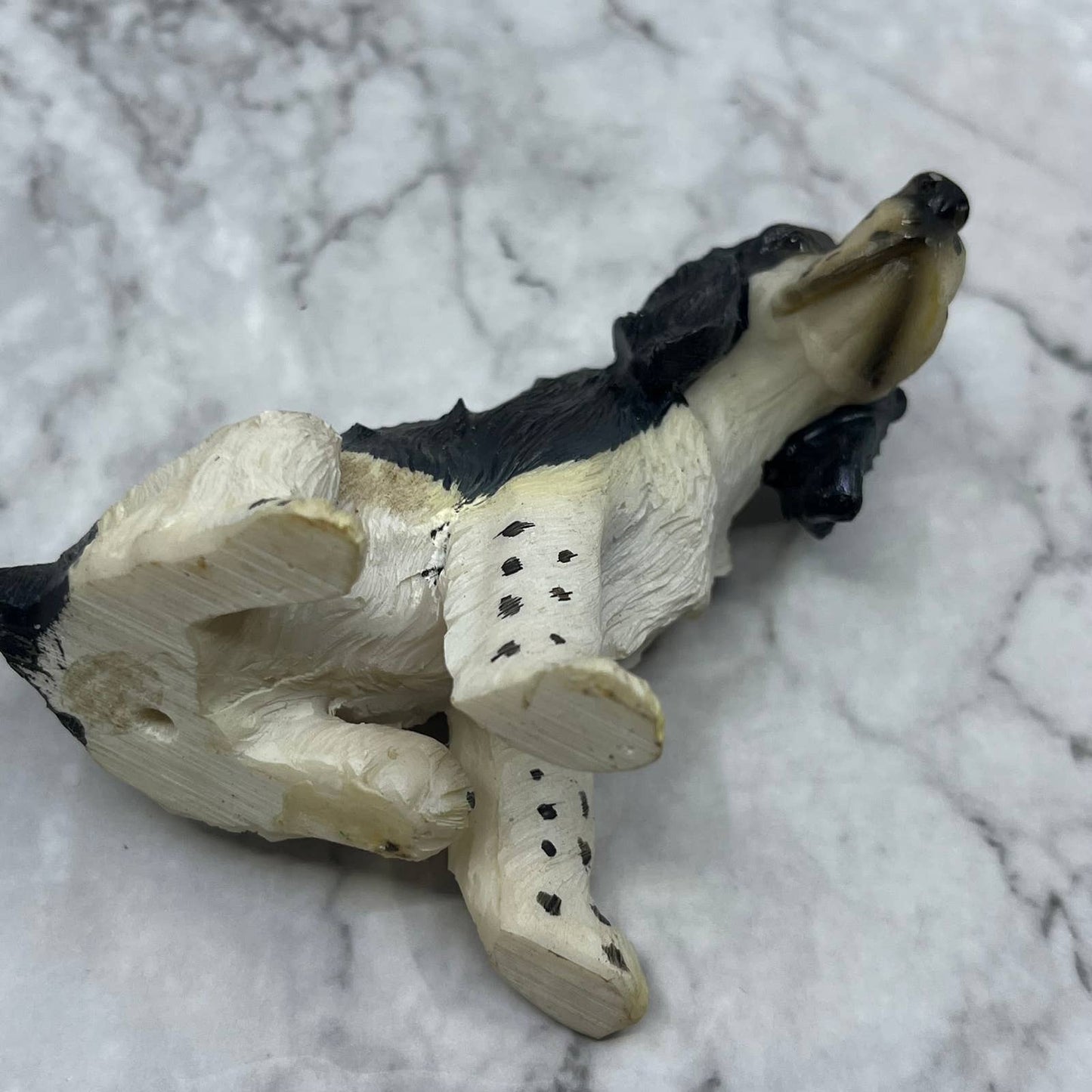 Vintage Hand Painted Cast Resin Springer Cocker Spaniel Dog Figurine 3” TE2