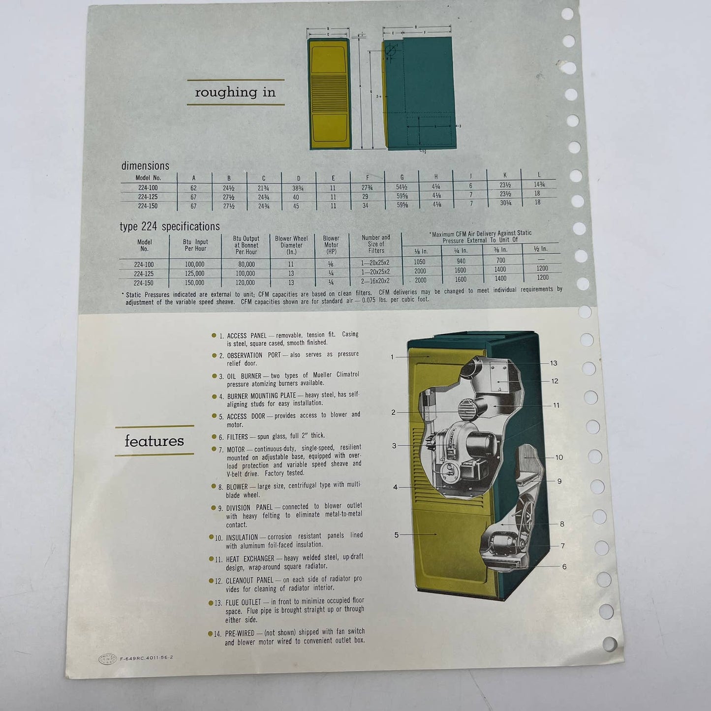 1950s Mueller Climatrol Type 224 Oil Fired Winter Air Conditioner Leaflet AC8
