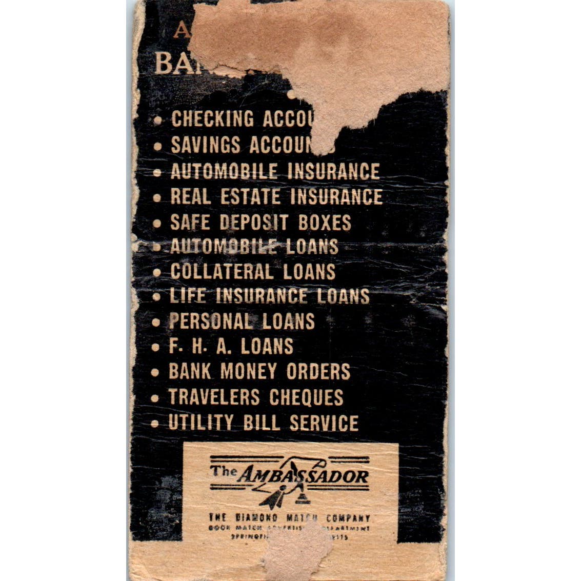 Missouri State Bank Johnson County Advertising Matchbook Cover SA9-M2