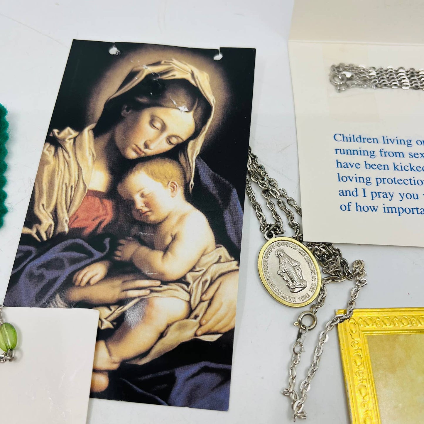 Vintage Collection of Catholic Relics Dating to 1980s St. Jude Rosary & More BA4