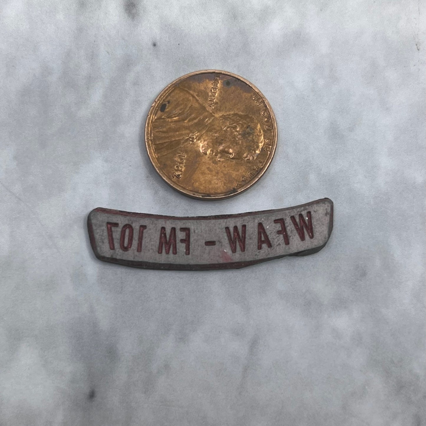 Vintage Letterpress Printers Block Plate TV Radio Call Letters WFAW FM 107 SE841