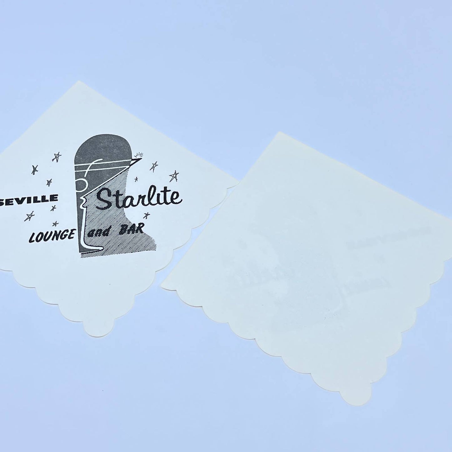 1950s Set of 2 1950s Roseville Starlite Lounge and Bar MN Cocktail Napkins SE1