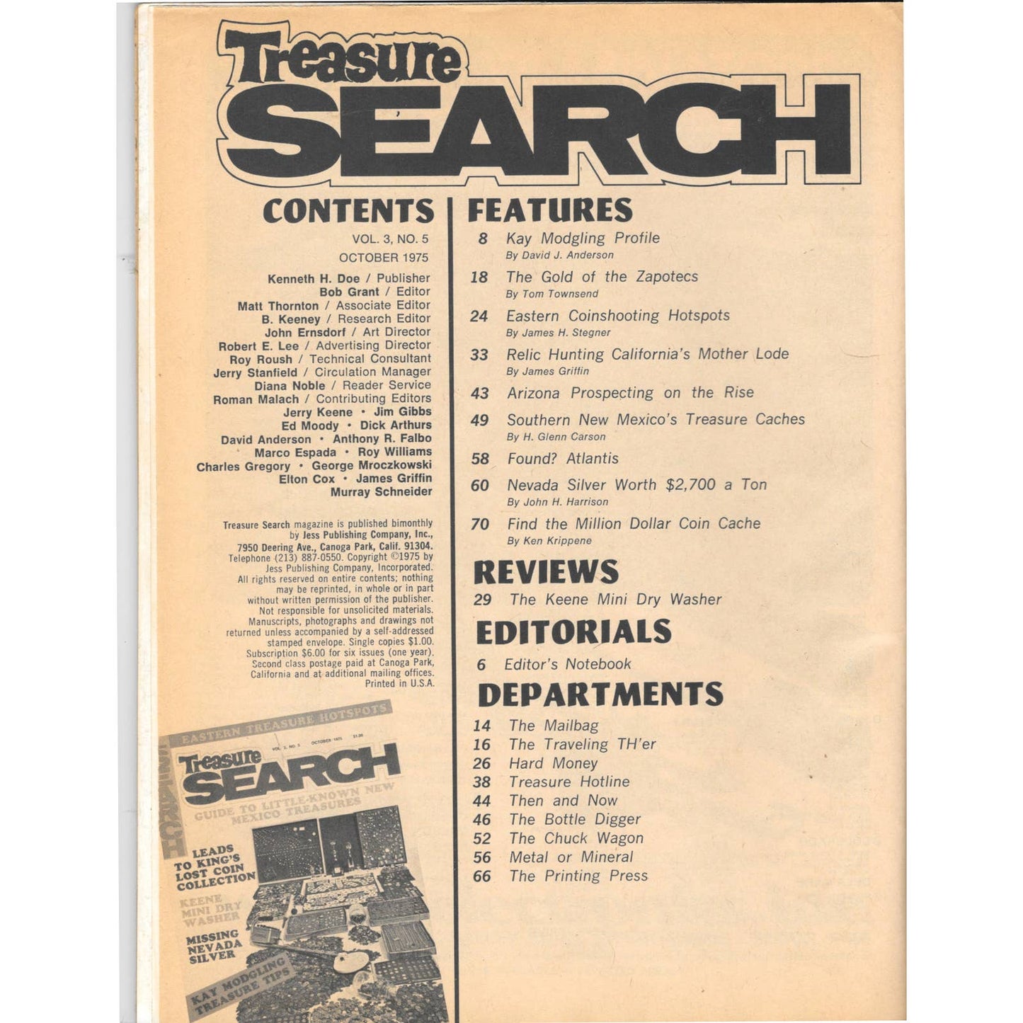 Treasure Search Magazine - Treasure Hunting Mining Metal Detecting Oct 1975 M4