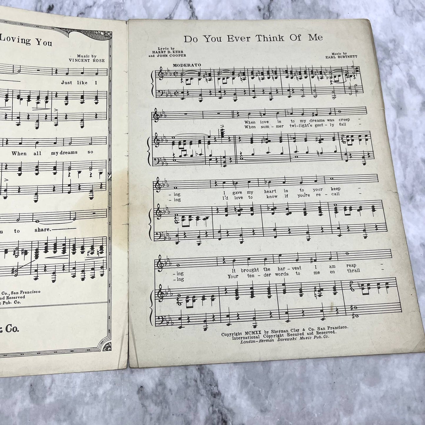 Do You Ever Think of Me Earl Burtnett Harry D. Kerr 1920 Sheet Music TK2-SM