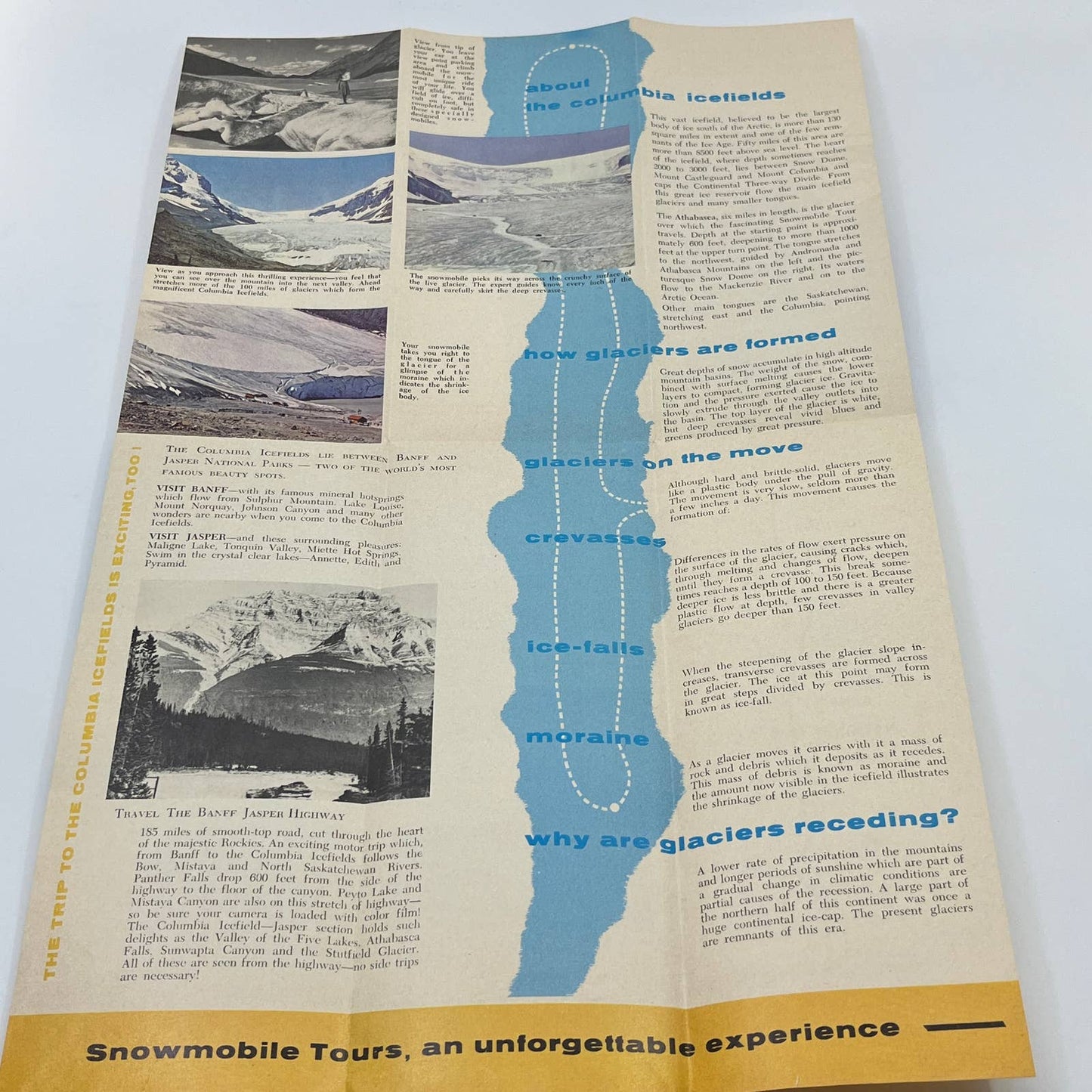 1950s Jasper Snowmobile Tours On the Columbia Ice Fields Travel Brochure AB8
