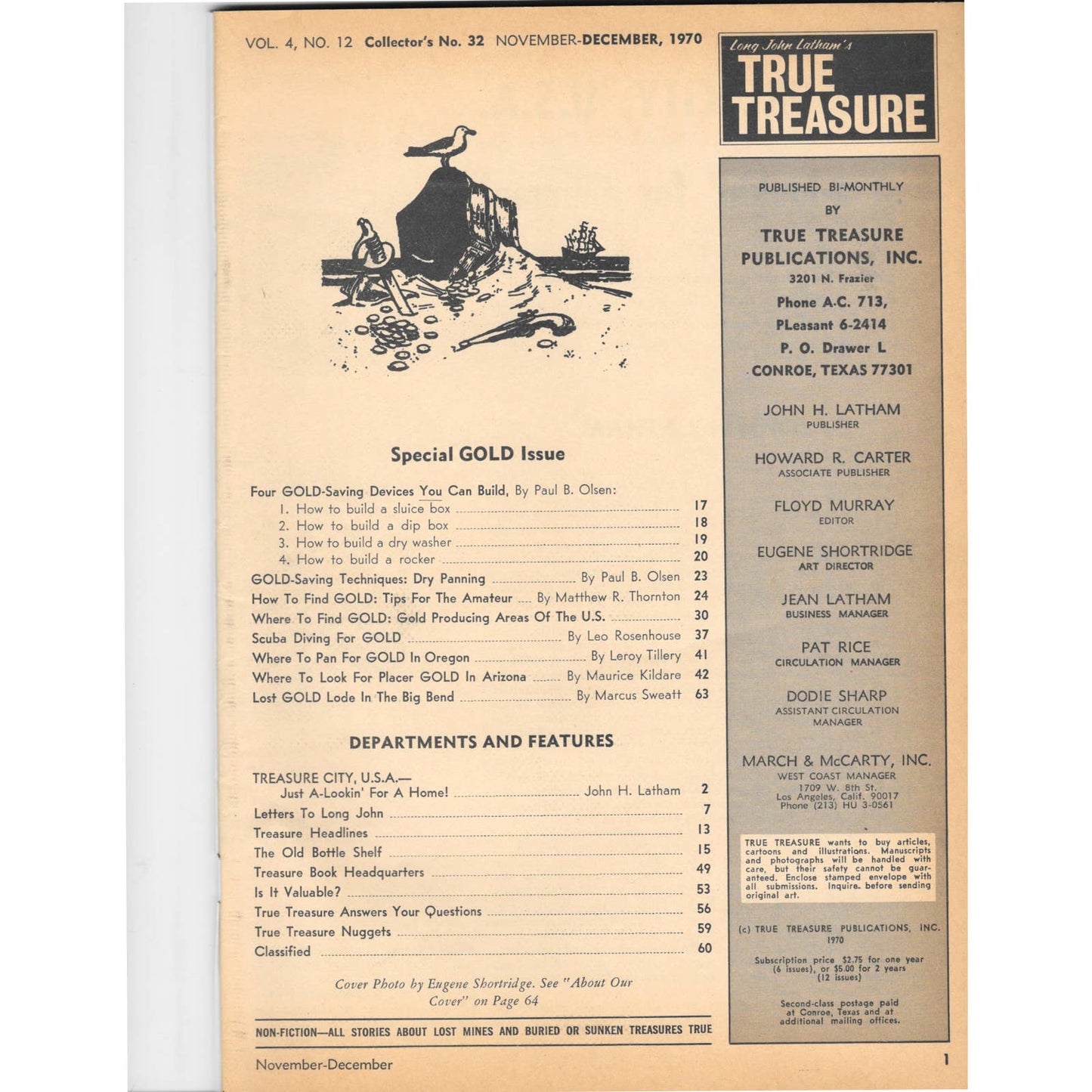 Long John Lathams Lost Treasure Magazine Lost Mines, Buried, Sunken Dec 1970 MB1