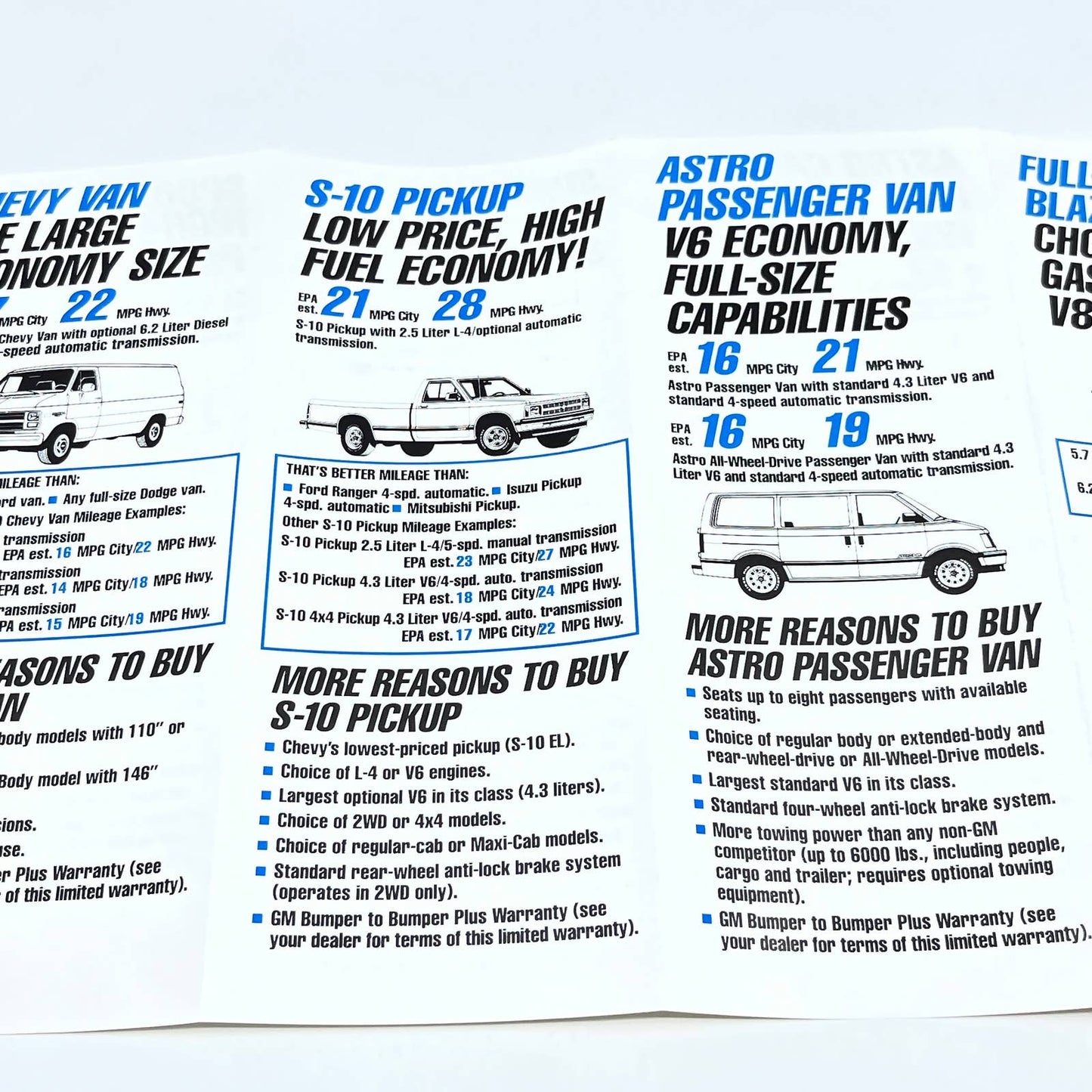 1991 Chevy Trucks Beat Ford Fuel Economy Brochure AB8