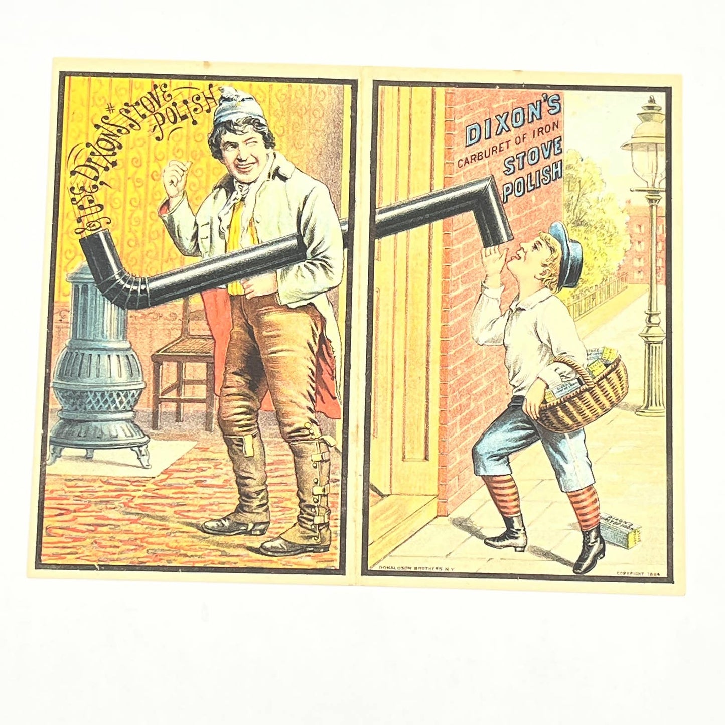 1880s Victorian Jersey City Nj Folding Trade Card ~ Dixon's Stove Polish AB6
