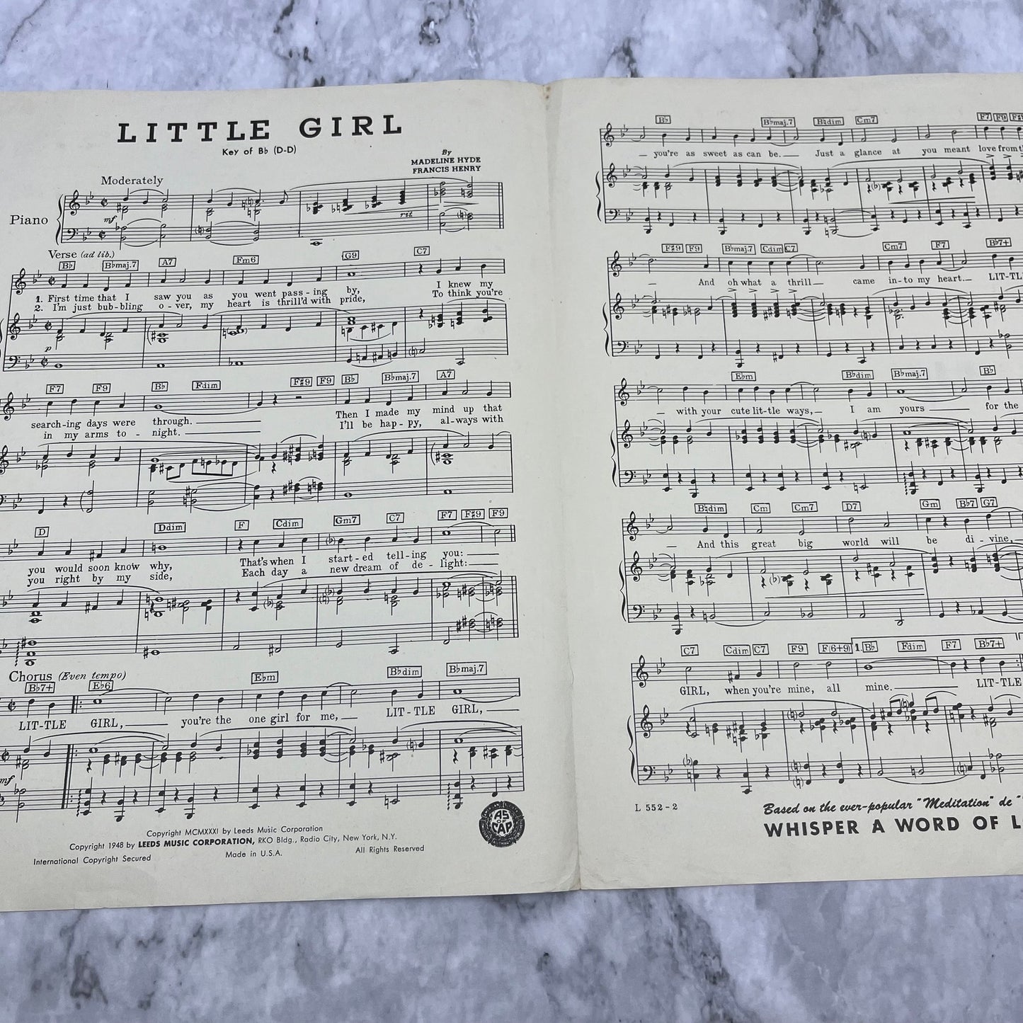 1948 Little Girl With Guy Lombardo Vintage Sheet Music V42-2