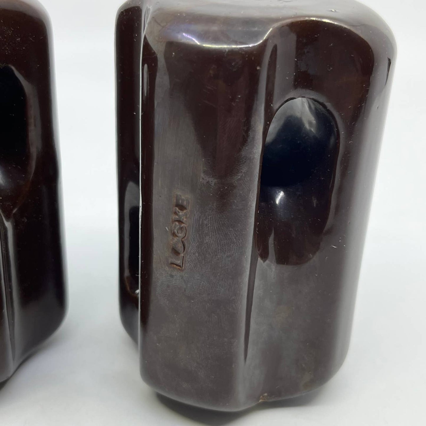 VTG Industrial Brown Ceramic Electric Insulator Telephone Pole Set of 2 TC2