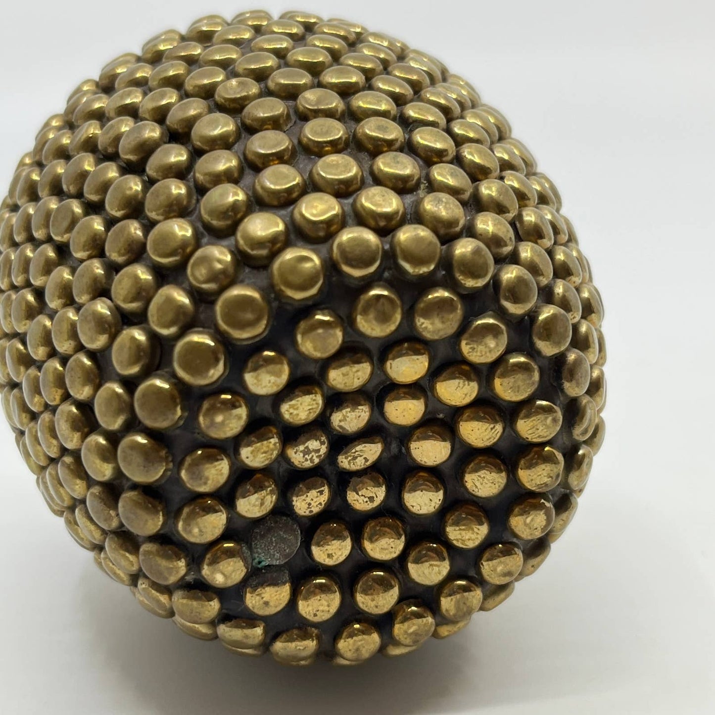 Vintage MCM Retro Brass Studded Apple Figurine Decorative Fruit 4” TF5