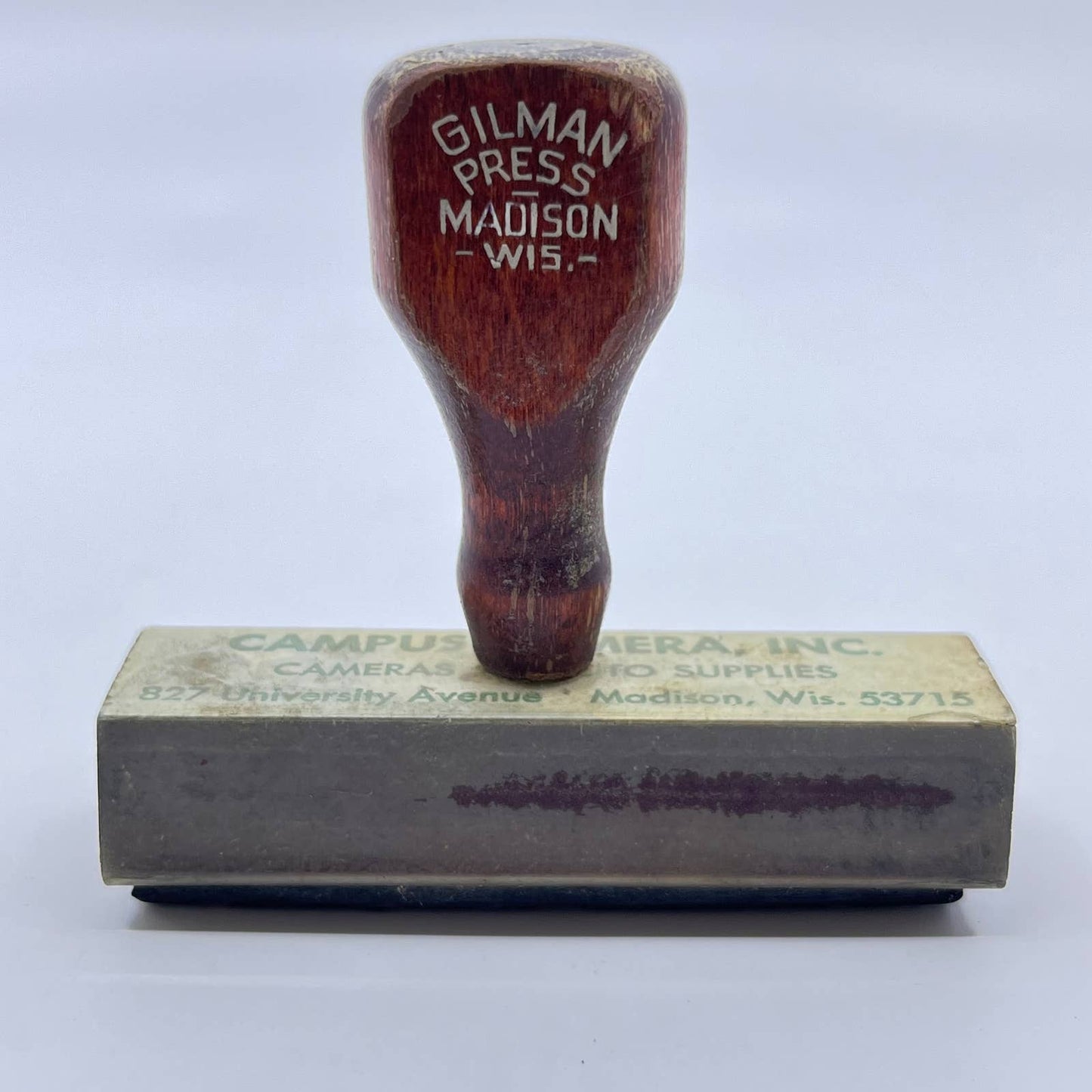 Vtg Rubber Stamp Campus Camera Inc. Madison WI Gilman Press SD4