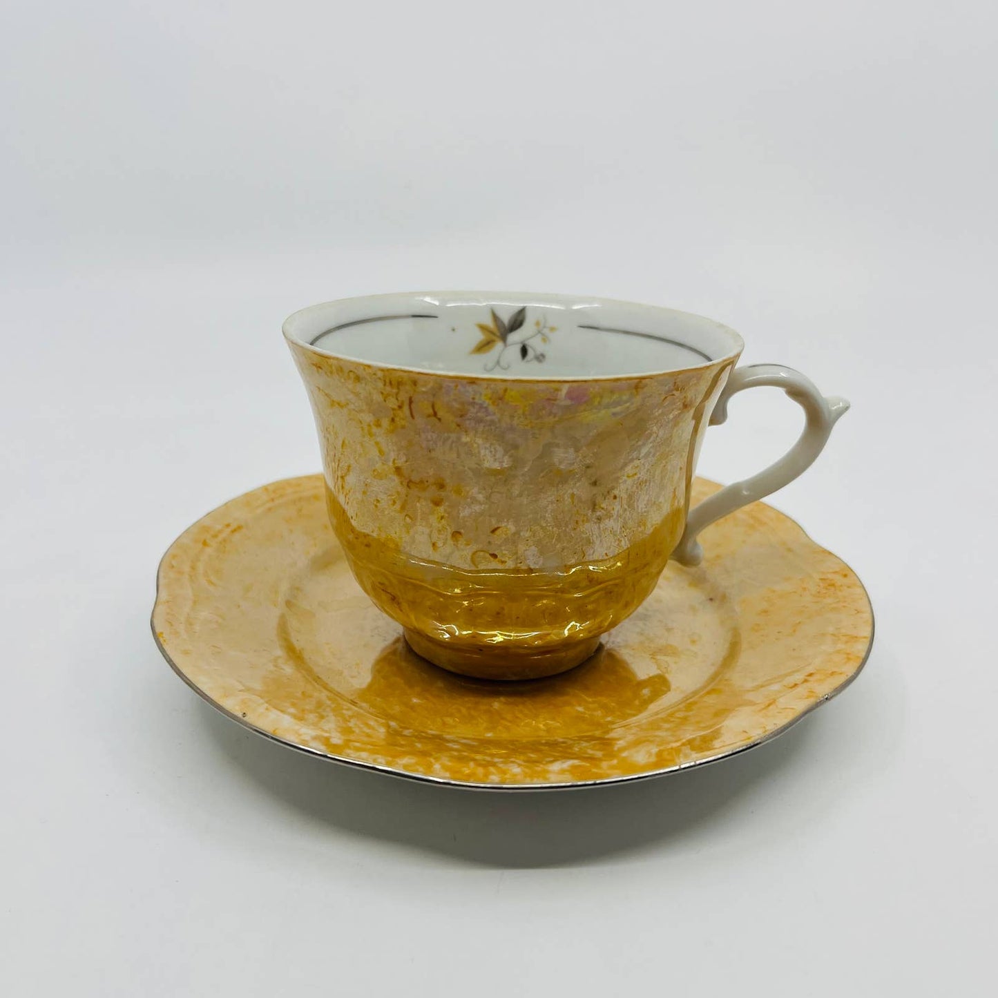 Wloclawek Poland Fine China Orange Opalescent Coffee Cup & Saucer Set TD7-C