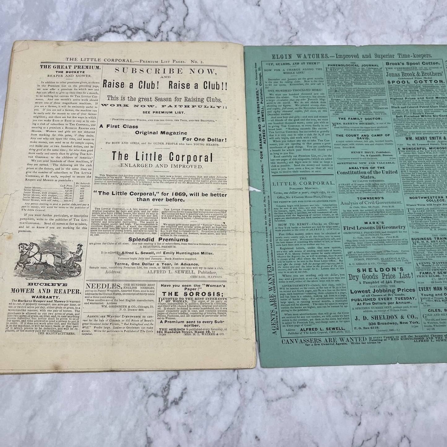 1869 Jan - The Little Corporal Original Magazine For Boys And Girls TB5