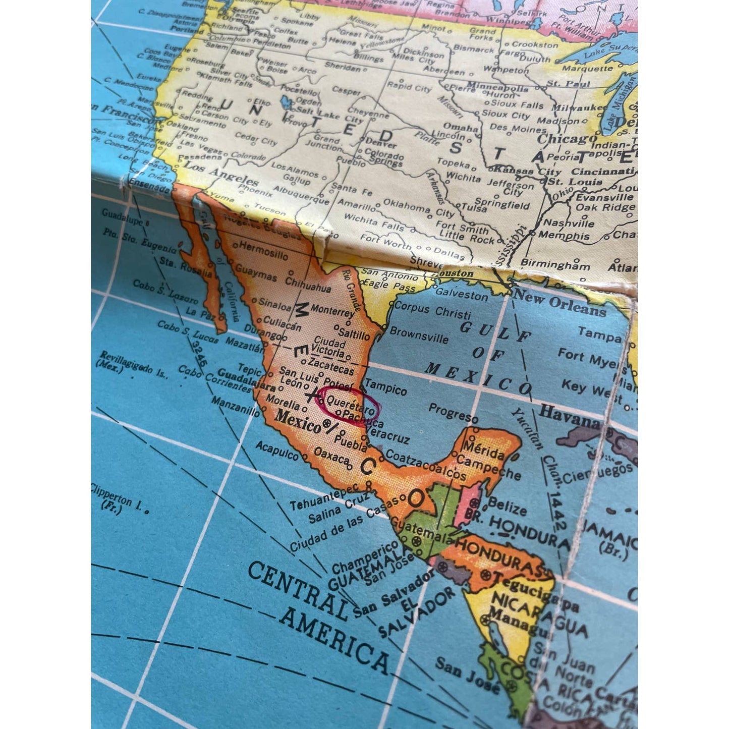 Vintage 1950's HAMMOND'S INTERNATIONAL MAP OF THE WORLD 33" x 50" FL3
