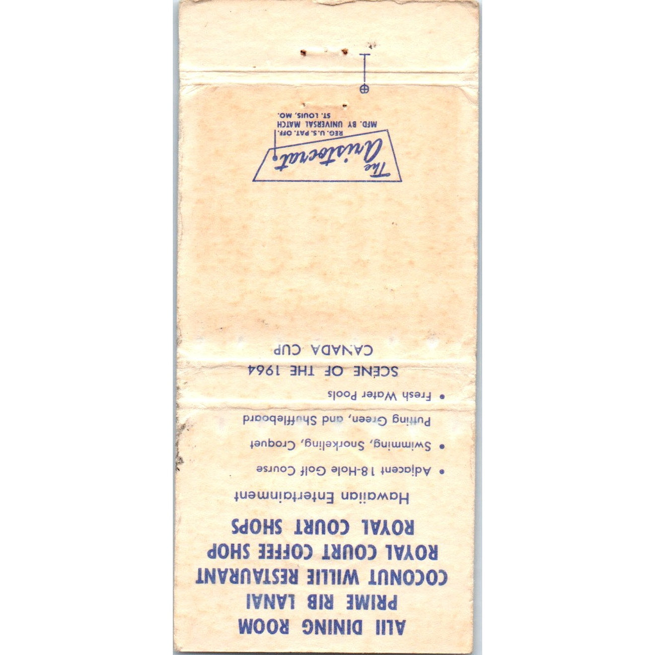 The Royal Lahaina Hotel Maui Hawaii Advertising Matchbook Cover MM10-3