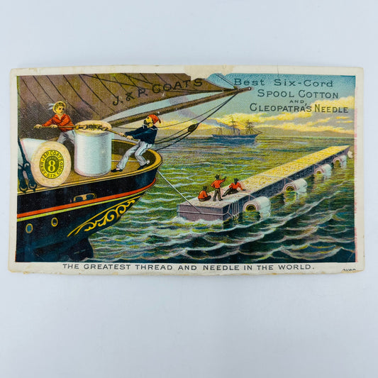 Victorian Trade Card JP Coats Thread Cleopatra’s Needle 1880 Calendar AH9-M10