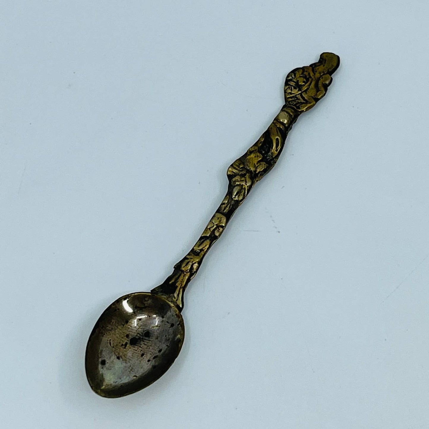 Vintage ITALY Collector Spoon 4.25" Silver/Brass Fleur De Lis Lion SB7