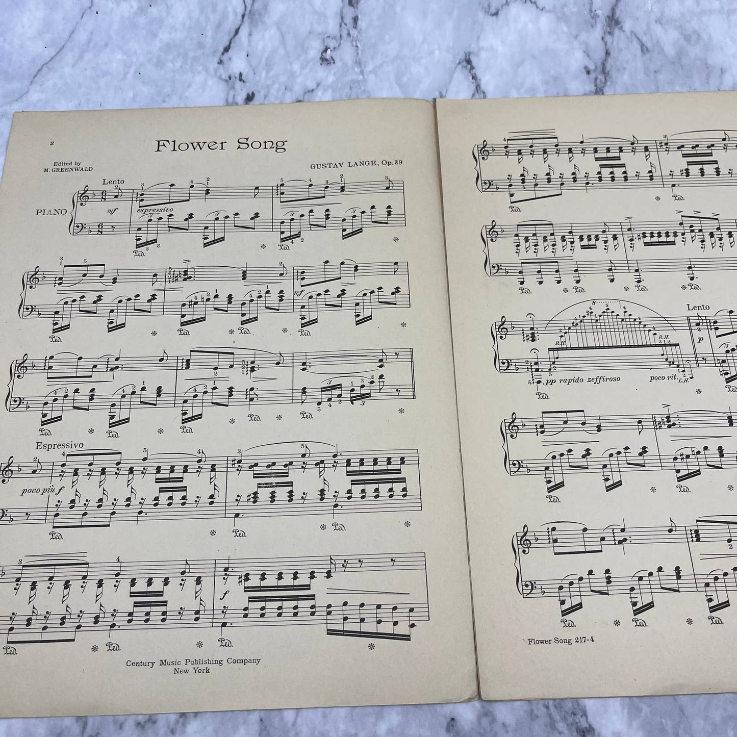 1910s Sheet Music - Flower Song - Blumenleid Gustave Lange OP. 39 No. 217 TI1