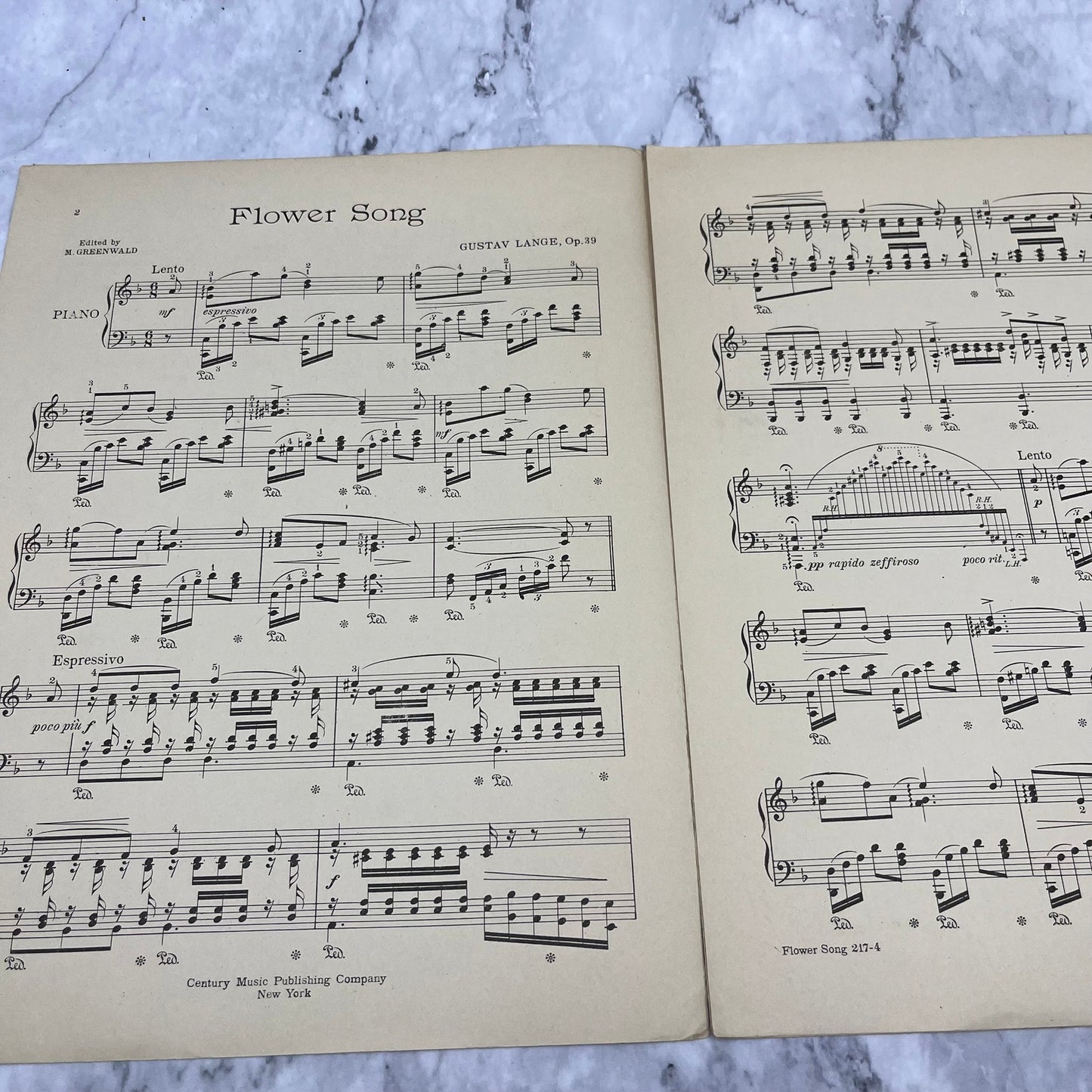 1910s Sheet Music - Flower Song - Blumenleid Gustave Lange OP. 39 No. 217 V39-4