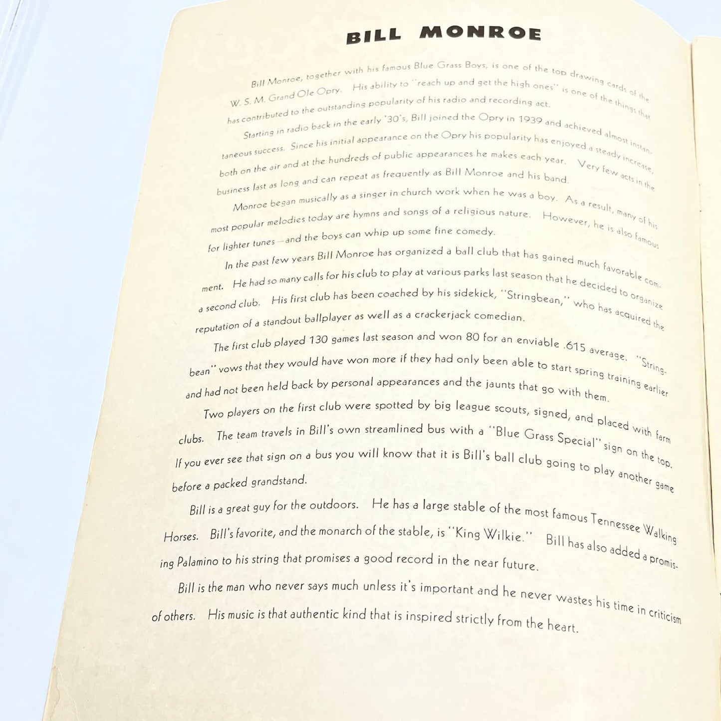 1950 Bill Monroe's Blue Grass Country Songs Book TG4