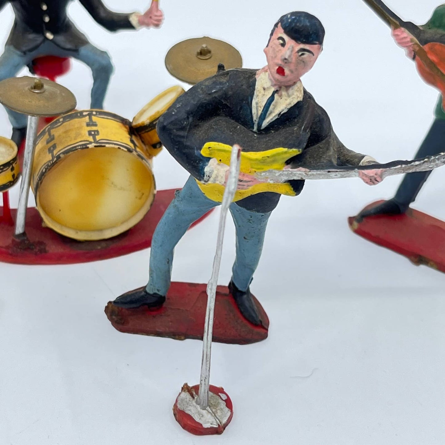 Vintage Beatles 3" Figure Set Cake Toppers 1960s Plastic Hong Kong COMPLETE TF5