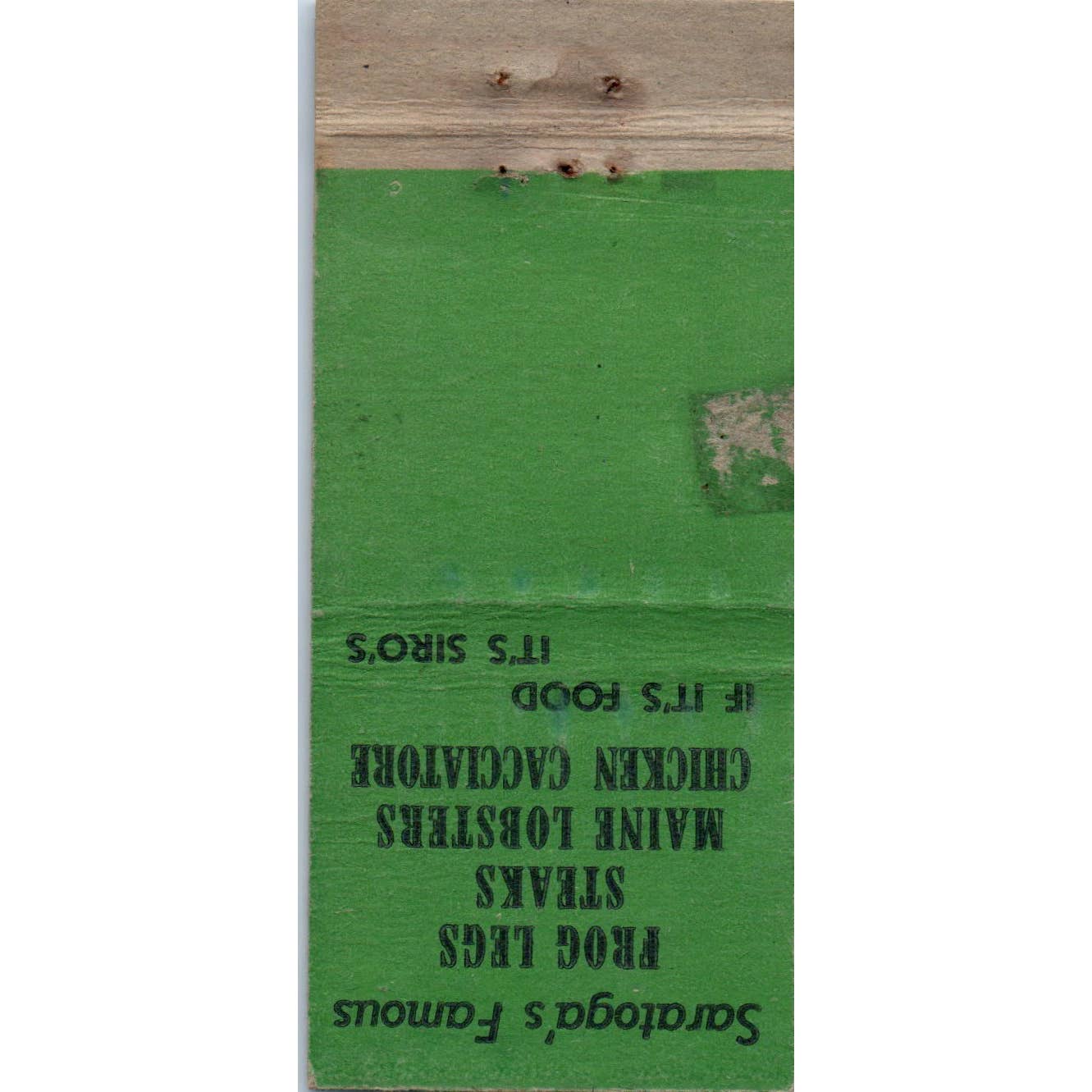 Siro's Steak House Saratoga Springs NY Advertising Matchbook Cover SA1-M11
