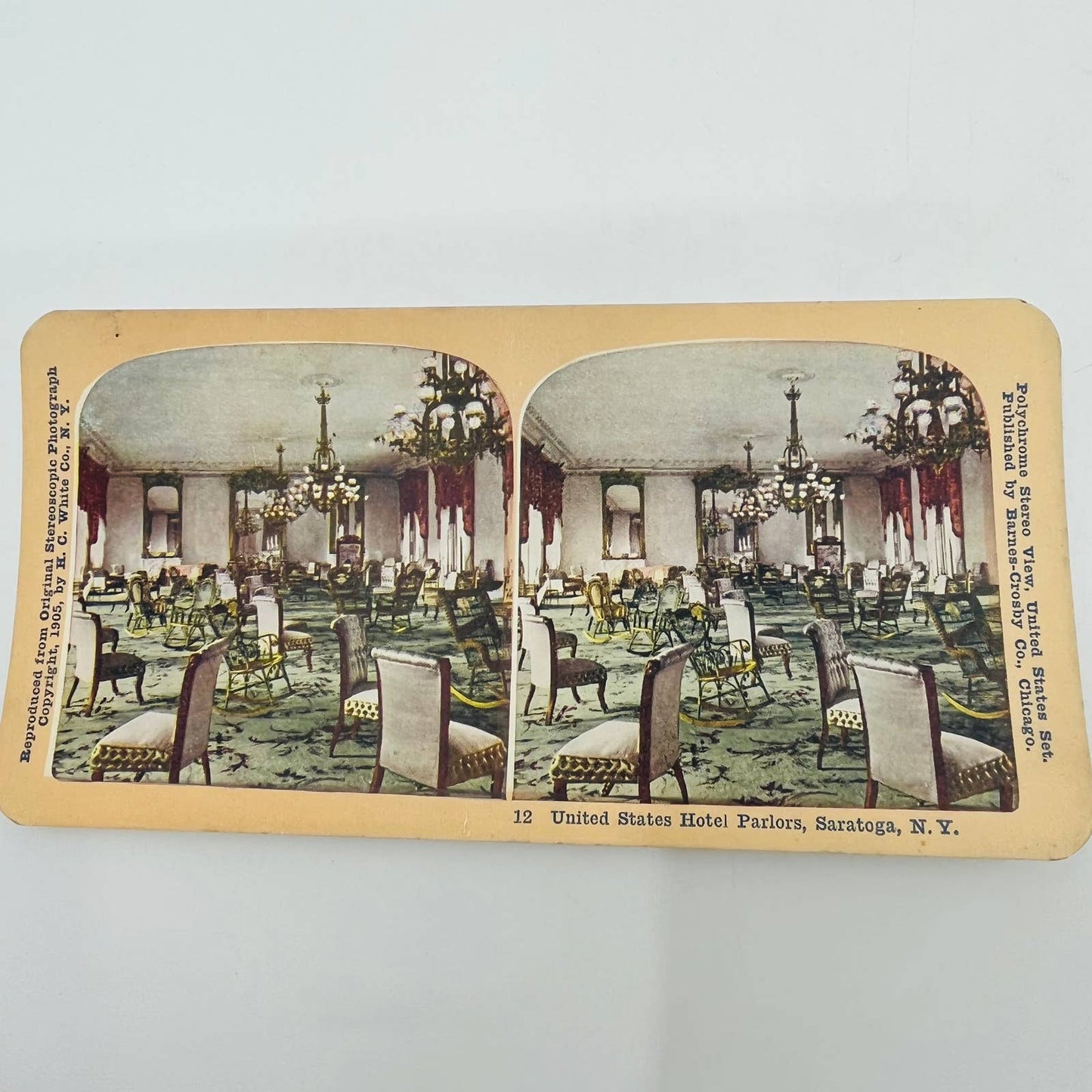 1905 Stereoview Card United States Hotel Parlor Saratoga New York