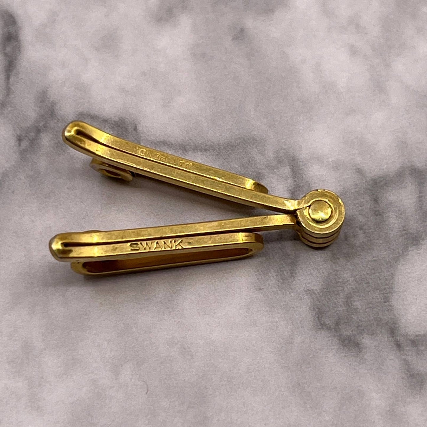Vintage Gold Tone Swank Movable Tie Clip Bar Clasp SA2