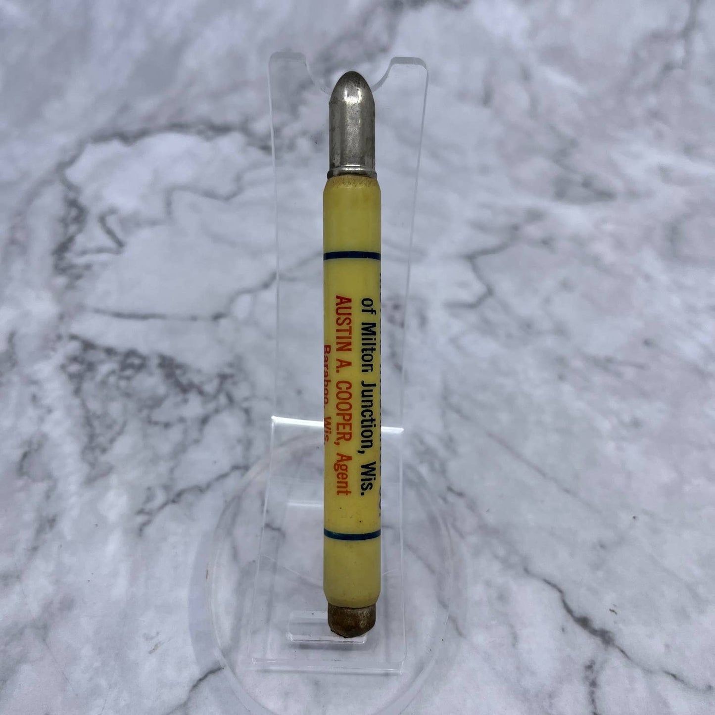 Vintage Bullet Pencil WI Mutual Milton Junction Austin A. Cooper Baraboo SE6