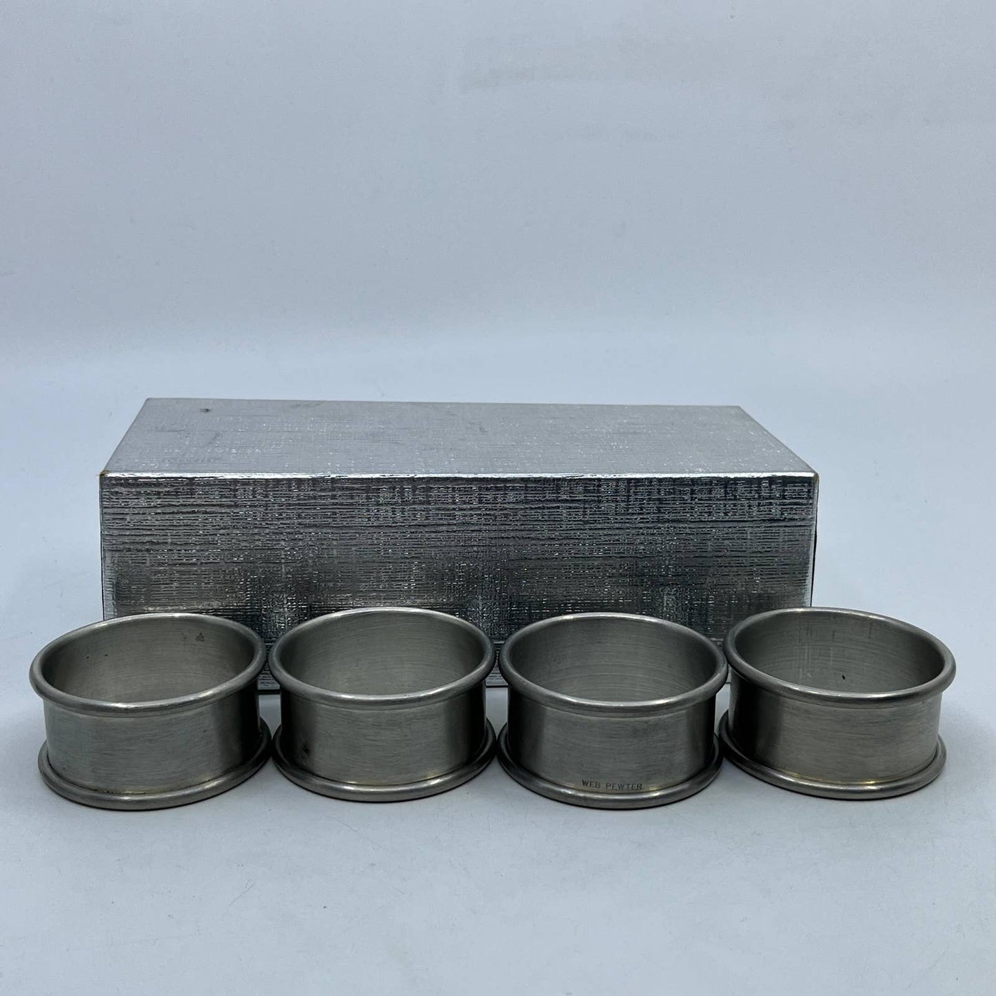 Web Silver Co Pewter Napkin Rings 2" Round Set of 4 TI1
