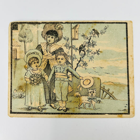 1880 Victorian Trade Card Great Atlantic & Pacific Tea Co Children & Dog AH9-M10